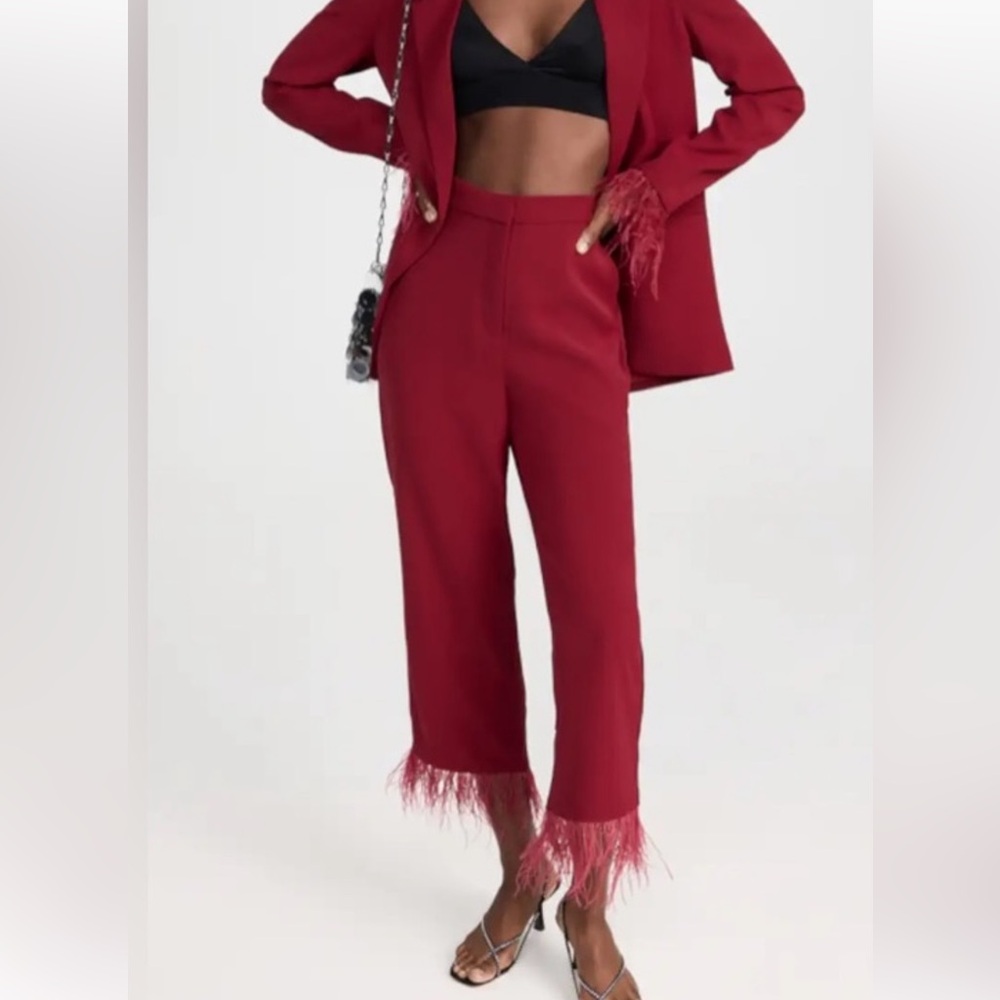 Wayf magenta  Cropped Pants with Feather Hem - Picture 3 of 7